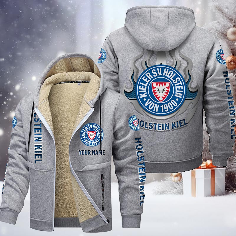 Holstein Kiel Gefütterte Kapuzenjacke - KSV Samt Zip-Hoodie – Bild 6