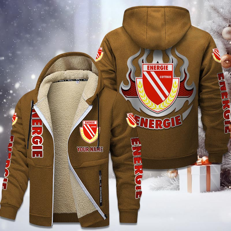 Energie Cottbus Gefütterte Kapuzenjacke - FCE Samt Zip-Hoodie (Ver.2) – Bild 4