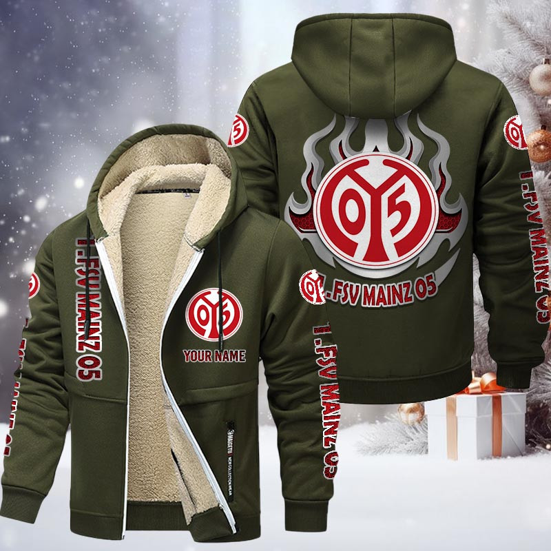 1. FSV Mainz 05 Gefütterte Kapuzenjacke - M05 Samt Zip-Hoodie (Ver.2)