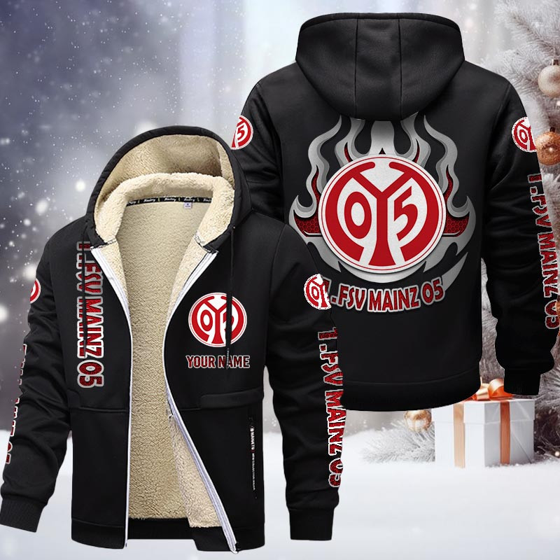 1. FSV Mainz 05 Gefütterte Kapuzenjacke - M05 Samt Zip-Hoodie (Ver.2) – Bild 3