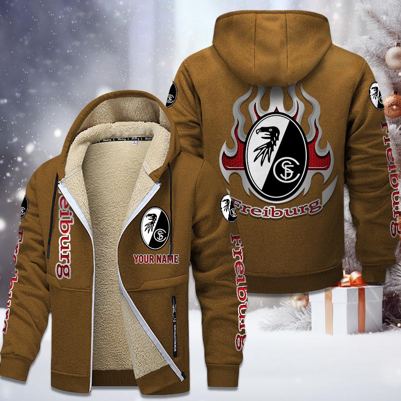 SC Freiburg Gefütterte Kapuzenjacke - SCF Samt Zip-Hoodie – Bild 4