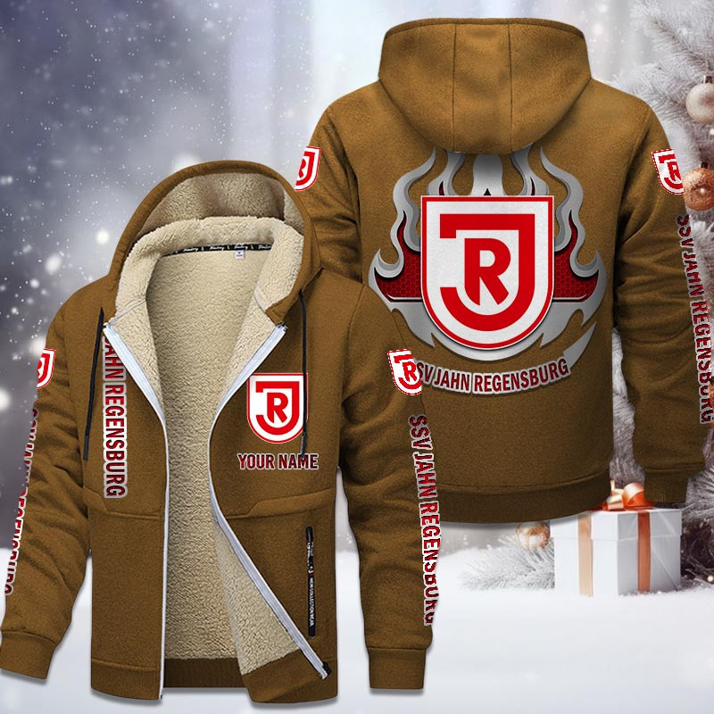 Jahn Regensburg Gefütterte Kapuzenjacke - SSV Samt Zip-Hoodie – Bild 4