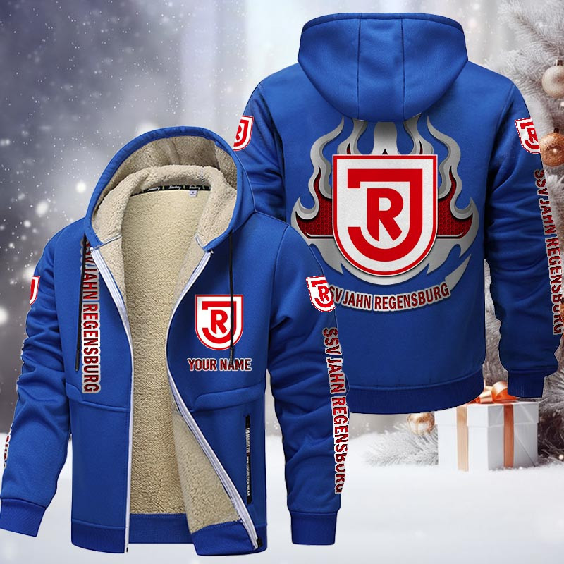 Jahn Regensburg Gefütterte Kapuzenjacke - SSV Samt Zip-Hoodie – Bild 8