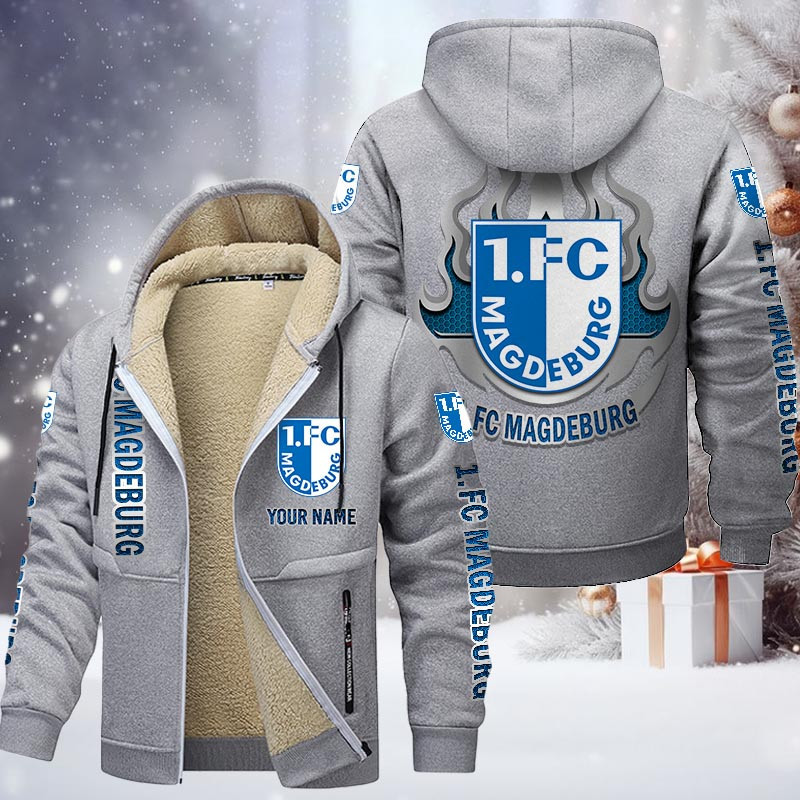 1. FC Magdeburg Gefütterte Kapuzenjacke - FCM Samt Zip-Hoodie – Bild 6