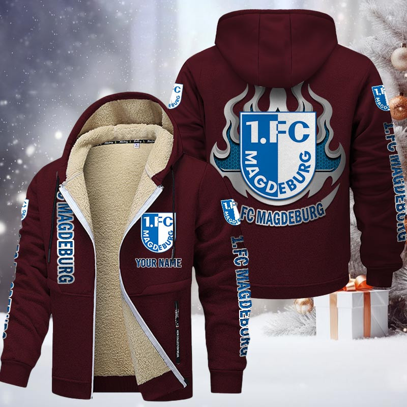 1. FC Magdeburg Gefütterte Kapuzenjacke - FCM Samt Zip-Hoodie – Bild 10