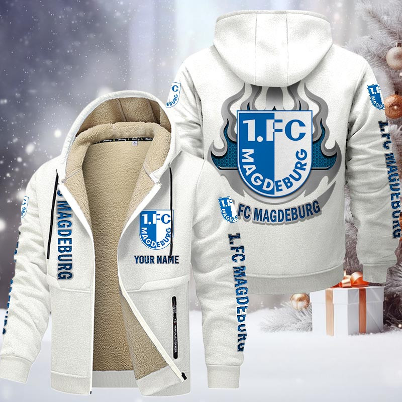 1. FC Magdeburg Gefütterte Kapuzenjacke - FCM Samt Zip-Hoodie – Bild 9