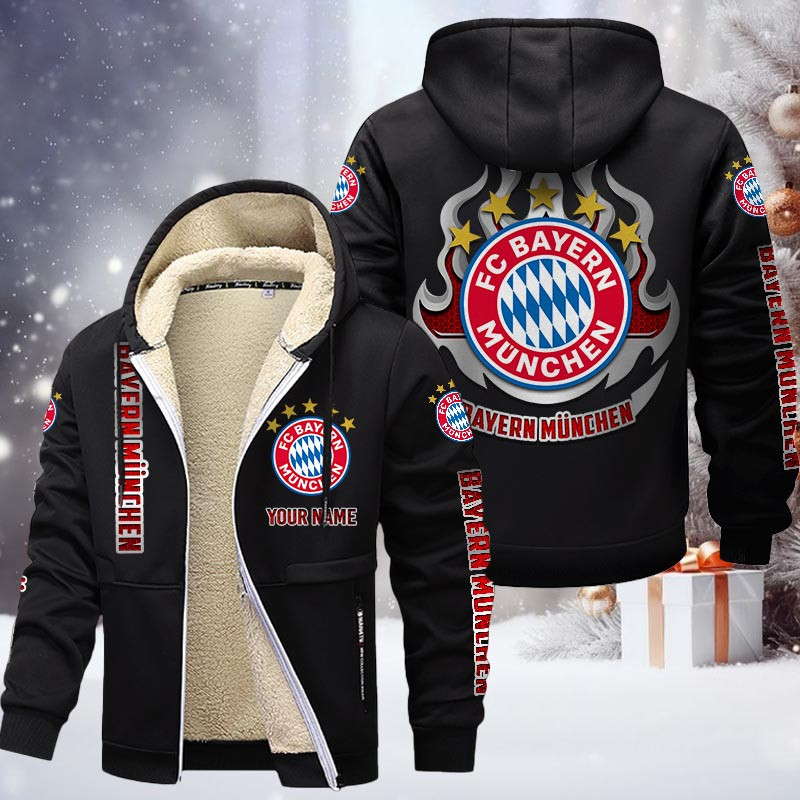 FC Bayern Munchen Gefütterte Kapuzenjacke - FCB Samt Zip-Hoodie – Bild 3