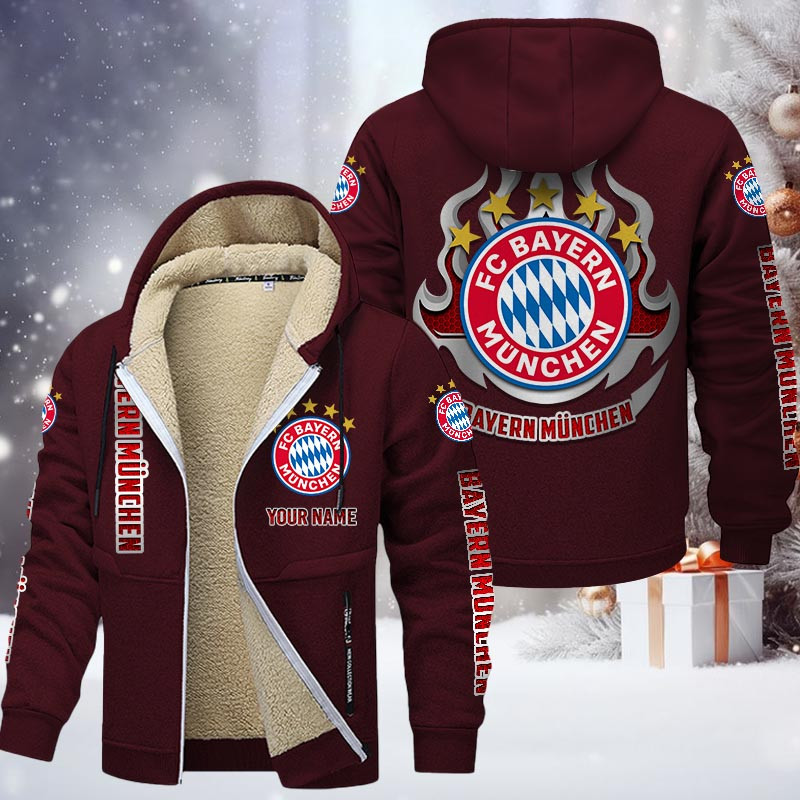 FC Bayern Munchen Gefütterte Kapuzenjacke - FCB Samt Zip-Hoodie – Bild 10