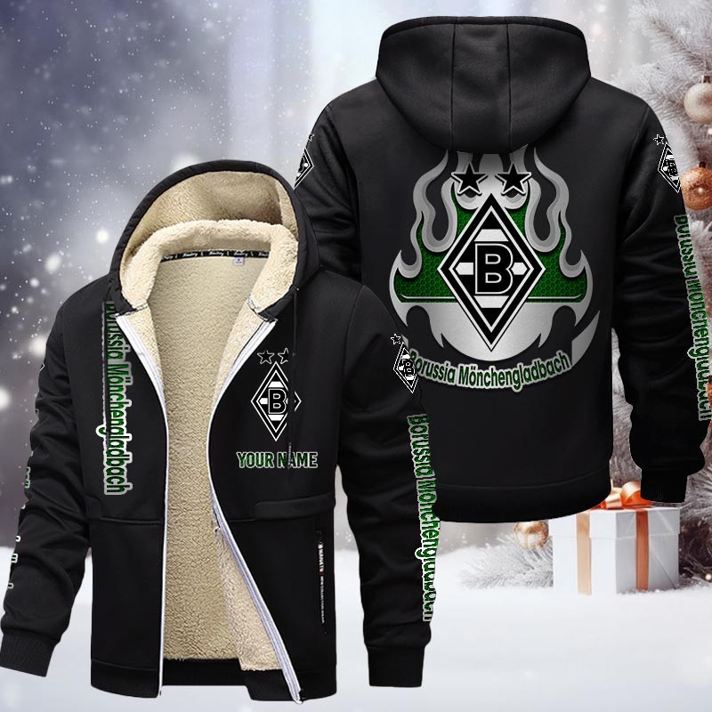 Borussia Monchengladbach Gefütterte Kapuzenjacke - BMG Samt Zip-Hoodie – Bild 3