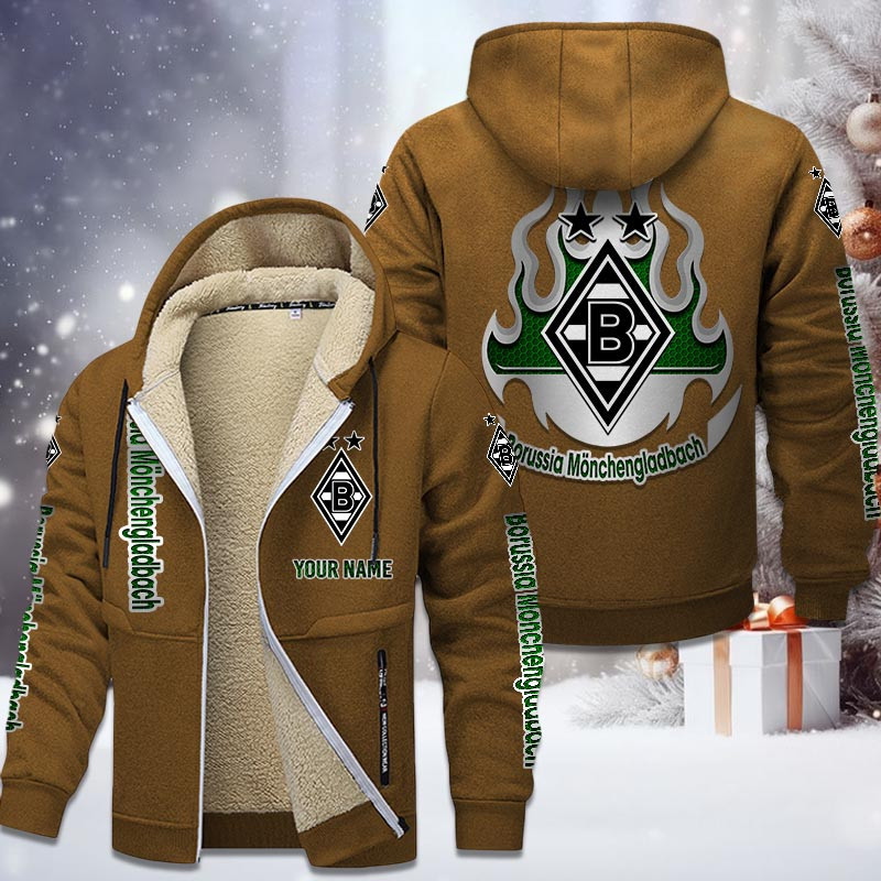 Borussia Monchengladbach Gefütterte Kapuzenjacke - BMG Samt Zip-Hoodie – Bild 4