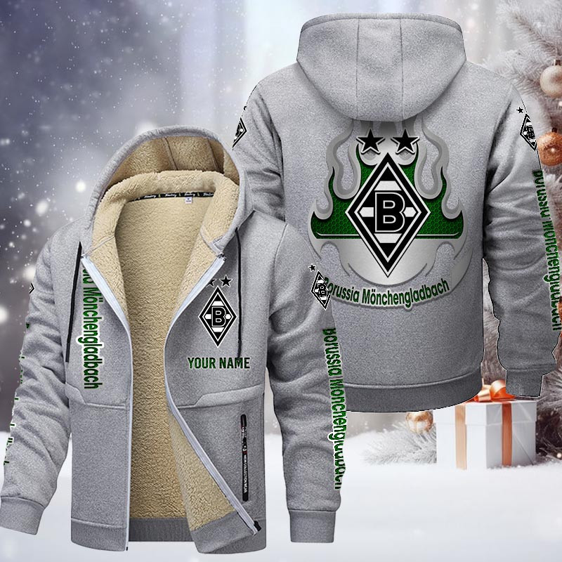Borussia Monchengladbach Gefütterte Kapuzenjacke - BMG Samt Zip-Hoodie – Bild 6