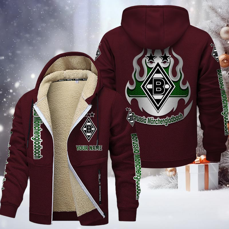 Borussia Monchengladbach Gefütterte Kapuzenjacke - BMG Samt Zip-Hoodie – Bild 10