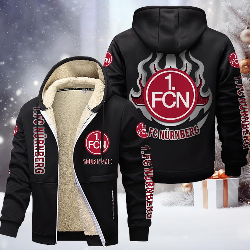 1. FC Nurnberg Gefütterte Kapuzenjacke - FCN Samt Zip-Hoodie – Bild 3