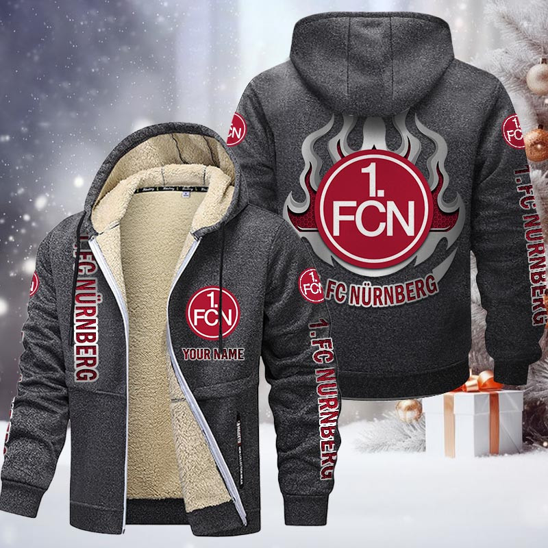 1. FC Nurnberg Gefütterte Kapuzenjacke - FCN Samt Zip-Hoodie – Bild 5
