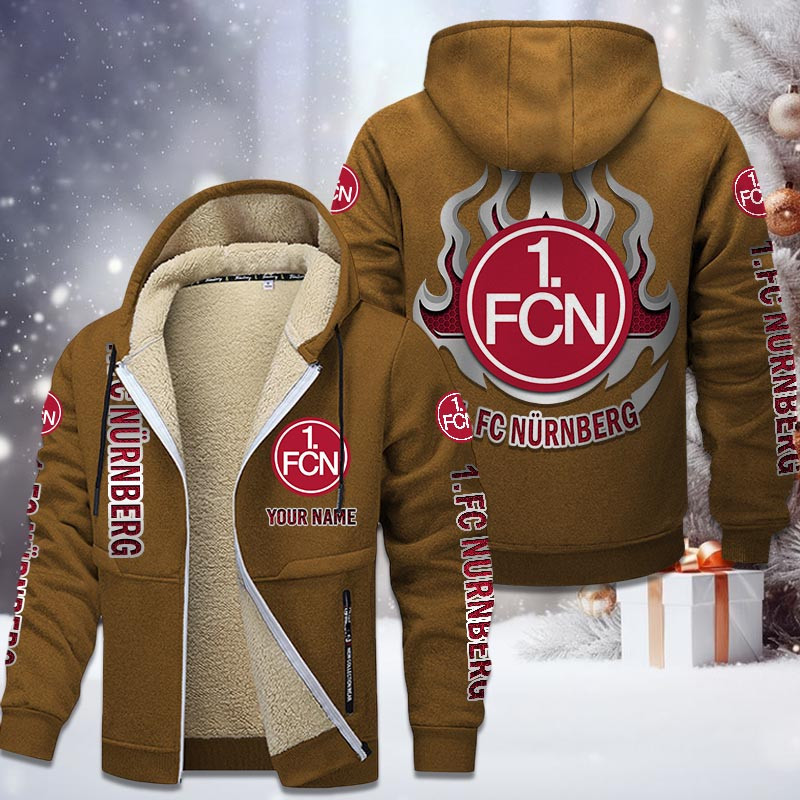 1. FC Nurnberg Gefütterte Kapuzenjacke - FCN Samt Zip-Hoodie – Bild 4