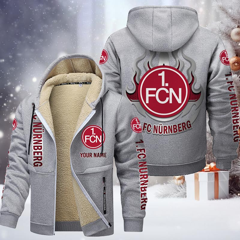 1. FC Nurnberg Gefütterte Kapuzenjacke - FCN Samt Zip-Hoodie – Bild 6