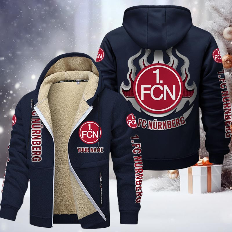 1. FC Nurnberg Gefütterte Kapuzenjacke - FCN Samt Zip-Hoodie – Bild 7