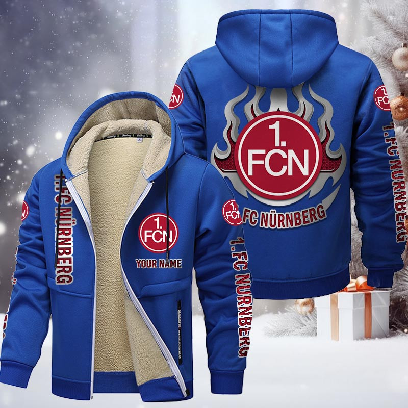 1. FC Nurnberg Gefütterte Kapuzenjacke - FCN Samt Zip-Hoodie – Bild 8