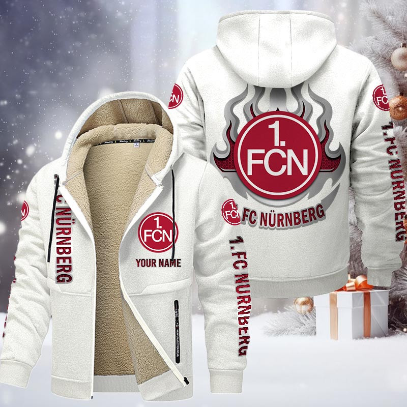 1. FC Nurnberg Gefütterte Kapuzenjacke - FCN Samt Zip-Hoodie – Bild 9