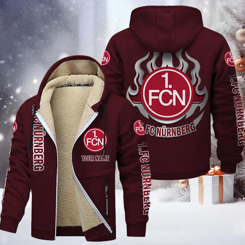 1. FC Nurnberg Gefütterte Kapuzenjacke - FCN Samt Zip-Hoodie – Bild 10