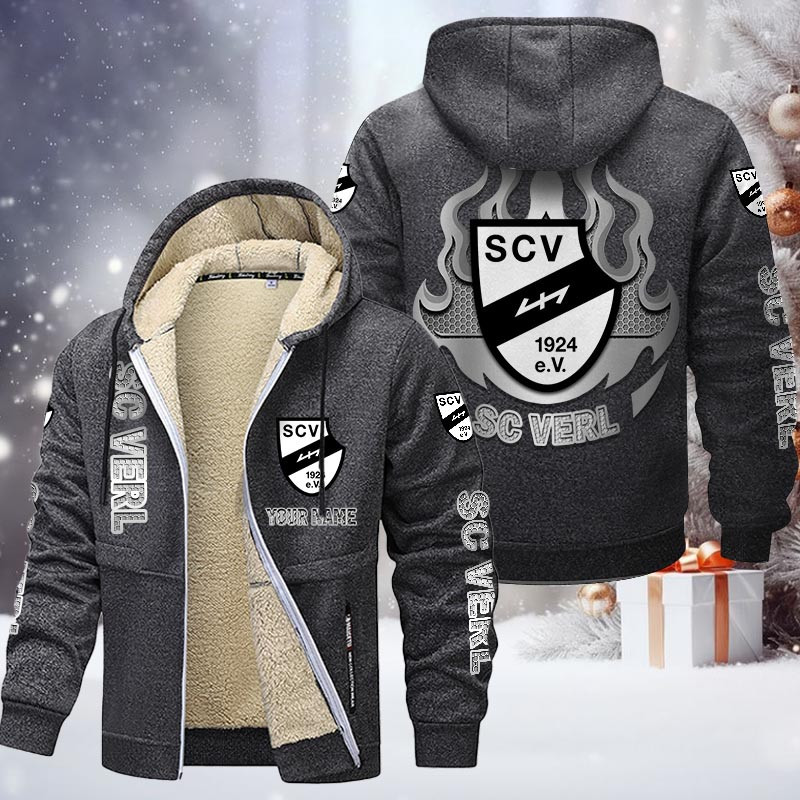SC Verl Gefütterte Kapuzenjacke - SCV Samt Zip-Hoodie – Bild 5