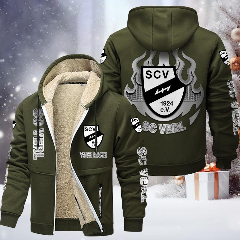 SC Verl Gefütterte Kapuzenjacke - SCV Samt Zip-Hoodie