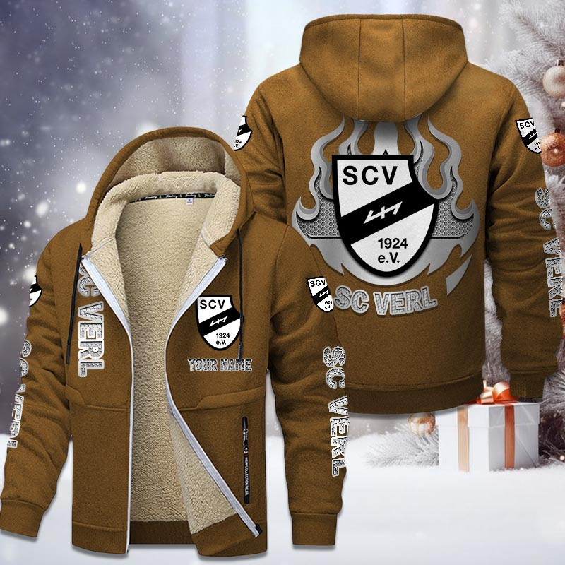 SC Verl Gefütterte Kapuzenjacke - SCV Samt Zip-Hoodie – Bild 4