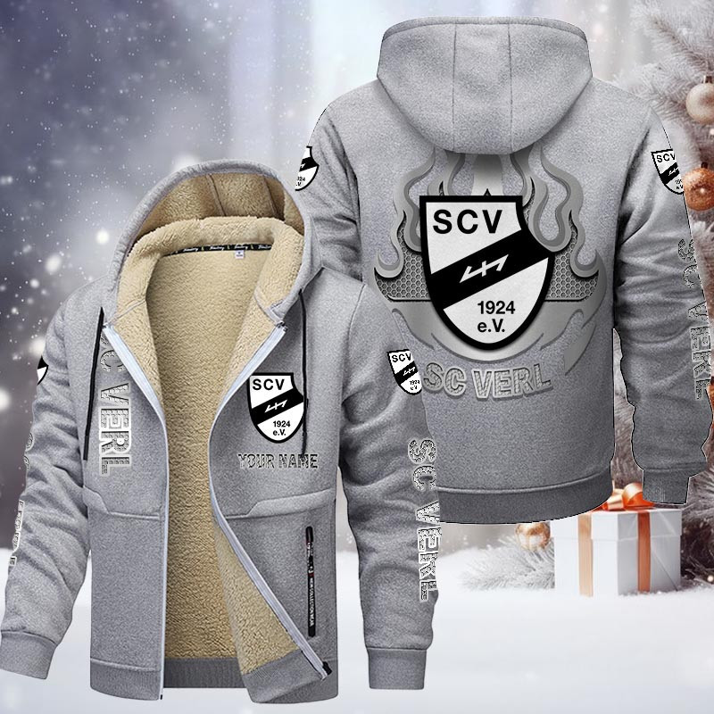 SC Verl Gefütterte Kapuzenjacke - SCV Samt Zip-Hoodie – Bild 6