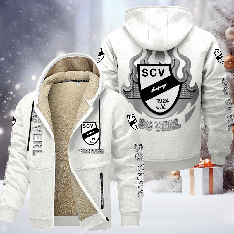 SC Verl Gefütterte Kapuzenjacke - SCV Samt Zip-Hoodie – Bild 9