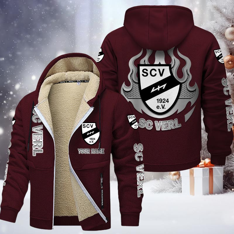 SC Verl Gefütterte Kapuzenjacke - SCV Samt Zip-Hoodie – Bild 10