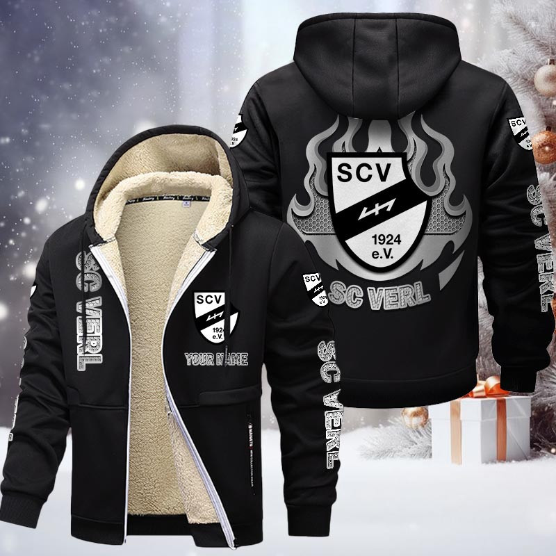 SC Verl Gefütterte Kapuzenjacke - SCV Samt Zip-Hoodie – Bild 3