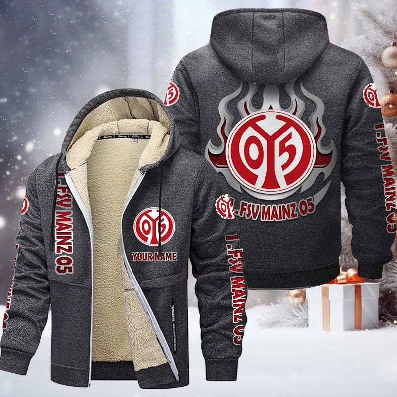 1. FSV Mainz 05 Gefütterte Kapuzenjacke - M05 Samt Zip-Hoodie – Bild 5
