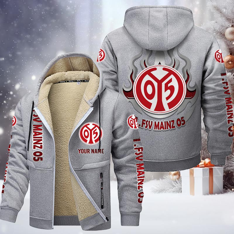 1. FSV Mainz 05 Gefütterte Kapuzenjacke - M05 Samt Zip-Hoodie – Bild 6
