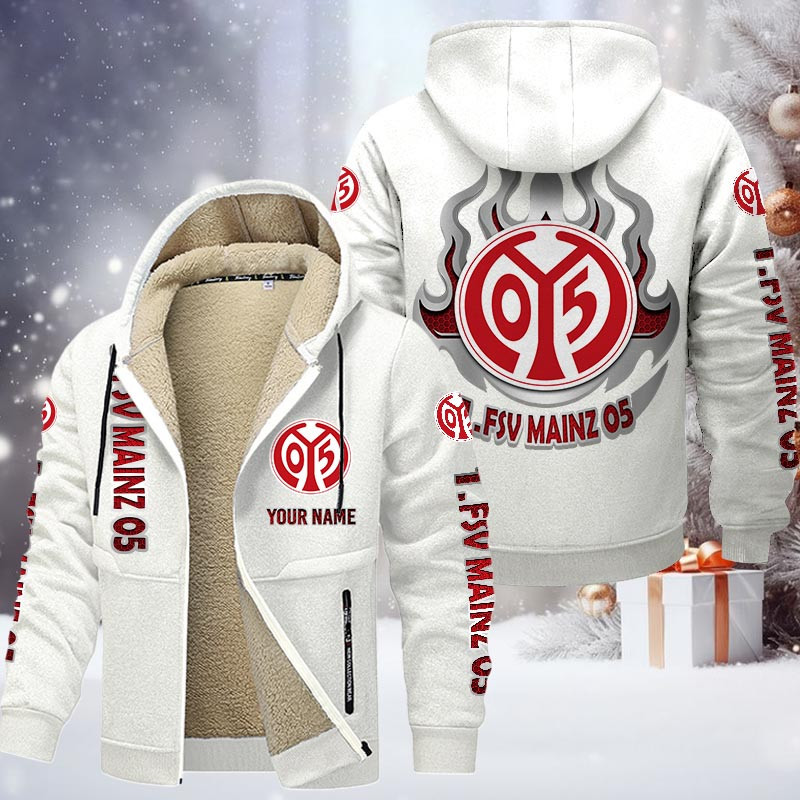 1. FSV Mainz 05 Gefütterte Kapuzenjacke - M05 Samt Zip-Hoodie – Bild 9