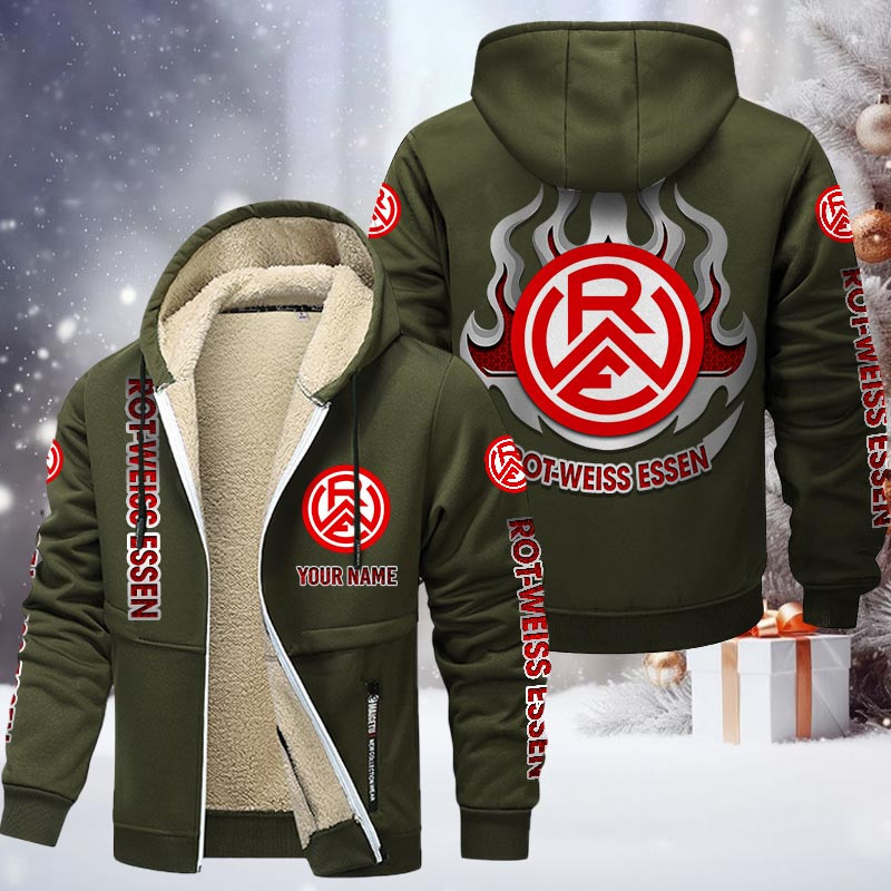 Rot-Weiss Essen e.V Gefütterte Kapuzenjacke - RWE Samt Zip-Hoodie