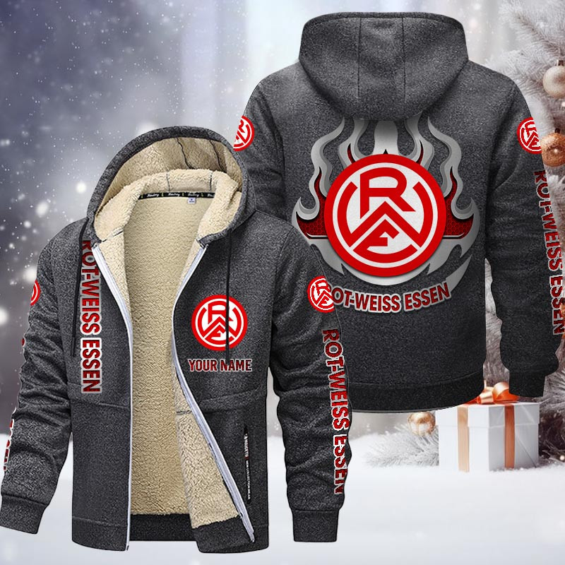 Rot-Weiss Essen e.V Gefütterte Kapuzenjacke - RWE Samt Zip-Hoodie – Bild 5
