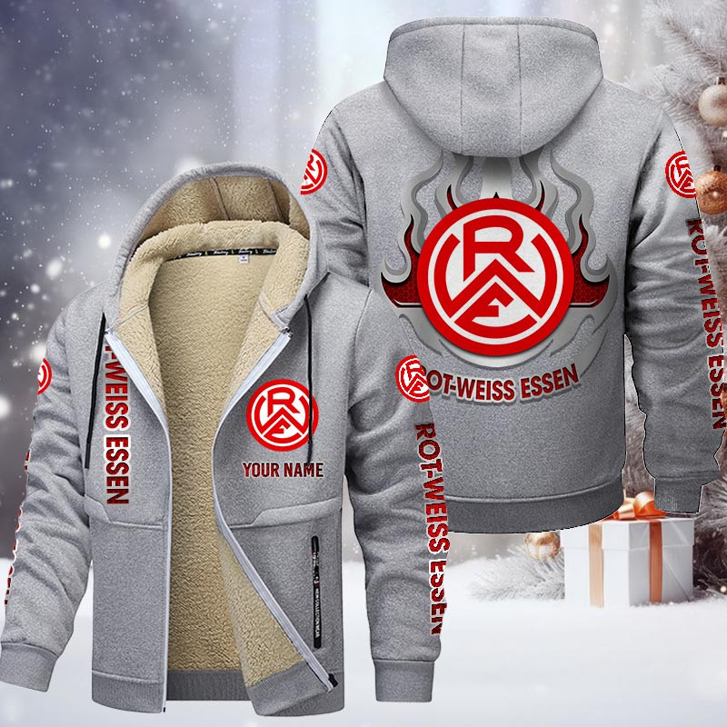 Rot-Weiss Essen e.V Gefütterte Kapuzenjacke - RWE Samt Zip-Hoodie – Bild 6