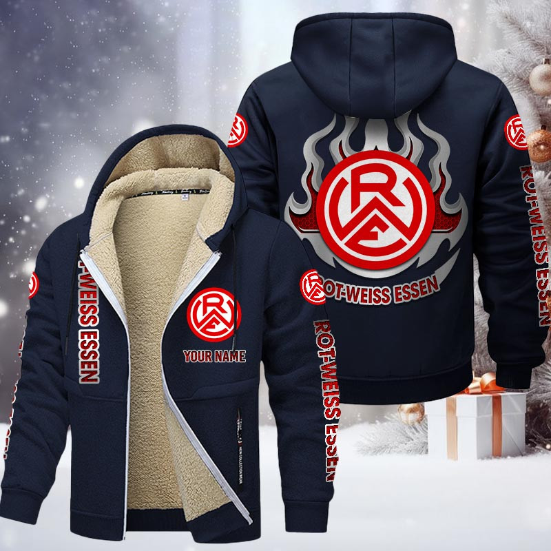 Rot-Weiss Essen e.V Gefütterte Kapuzenjacke - RWE Samt Zip-Hoodie – Bild 7