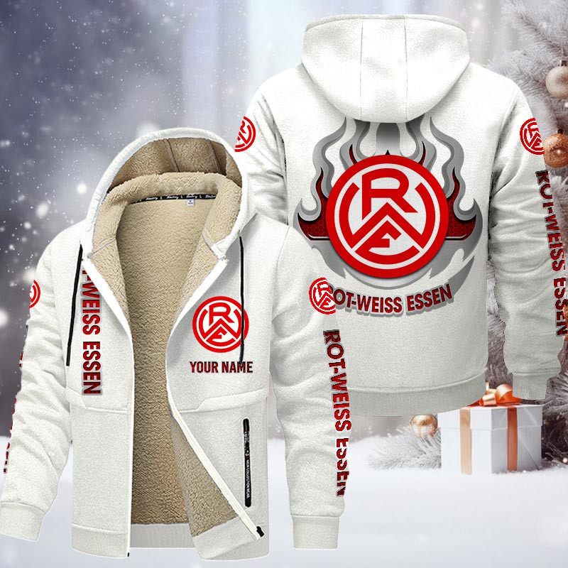 Rot-Weiss Essen e.V Gefütterte Kapuzenjacke - RWE Samt Zip-Hoodie – Bild 9