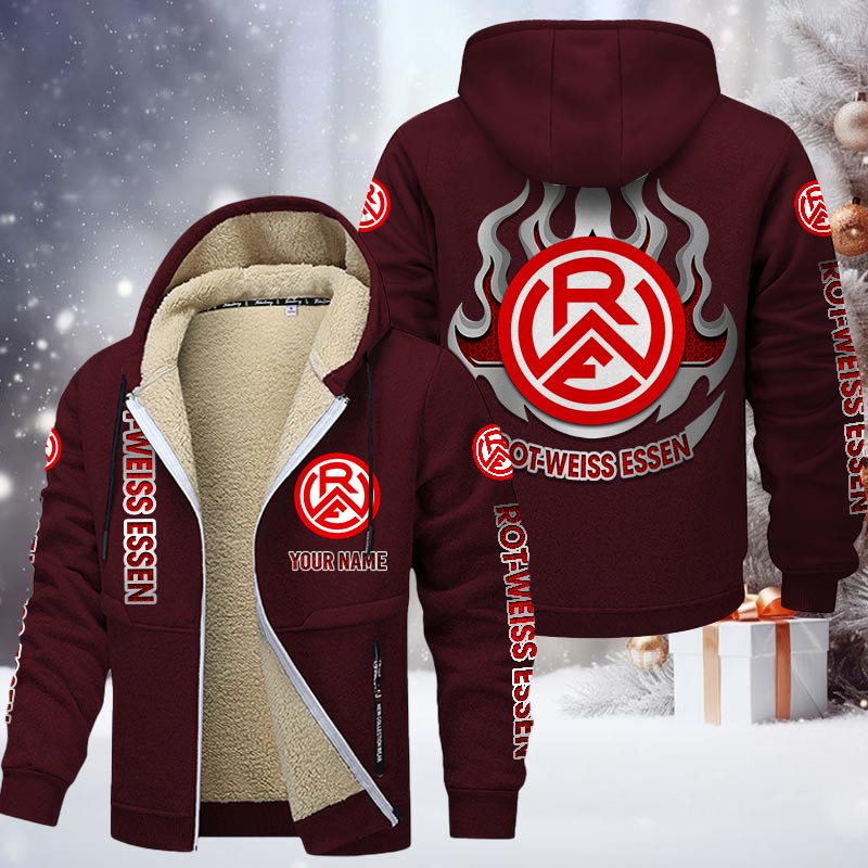Rot-Weiss Essen e.V Gefütterte Kapuzenjacke - RWE Samt Zip-Hoodie – Bild 10