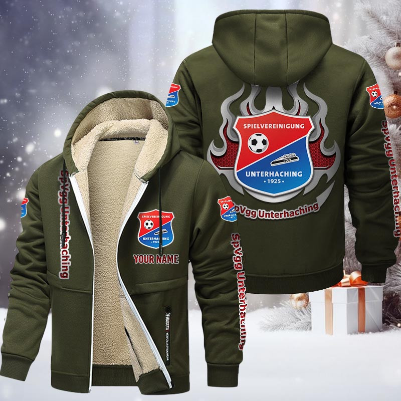 SpVgg Unterhaching Gefütterte Kapuzenjacke - UNT Samt Zip-Hoodie
