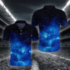 Blau-Rosa Kosmischer Wirbel Poloshirt