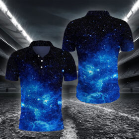 Blau-Rosa Kosmischer Wirbel Poloshirt