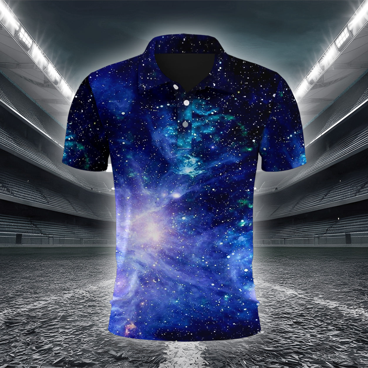 Glitzernde Lila Milchstraße Poloshirt – Bild 2
