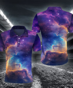 Spiralförmige Gold-Lila Galaxie Poloshirt