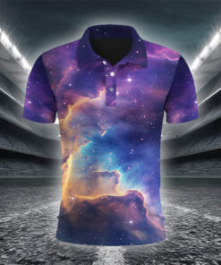 Alternative view of Spiralförmige Gold-Lila Galaxie Poloshirt
