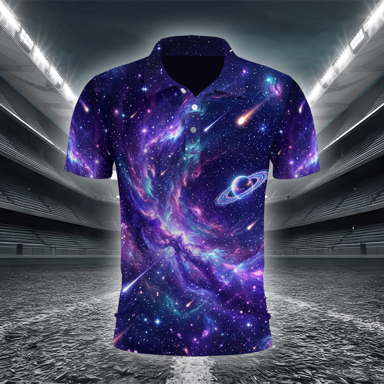 Magischer Neon-Planetenring Poloshirt – Bild 2