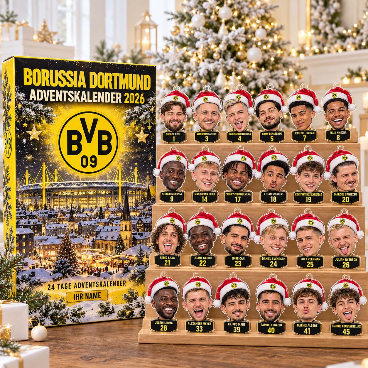 Borussia Dortmund Adventskalender - BVB Mini Face Ornament Adventskalender - BVB Advent Calendar