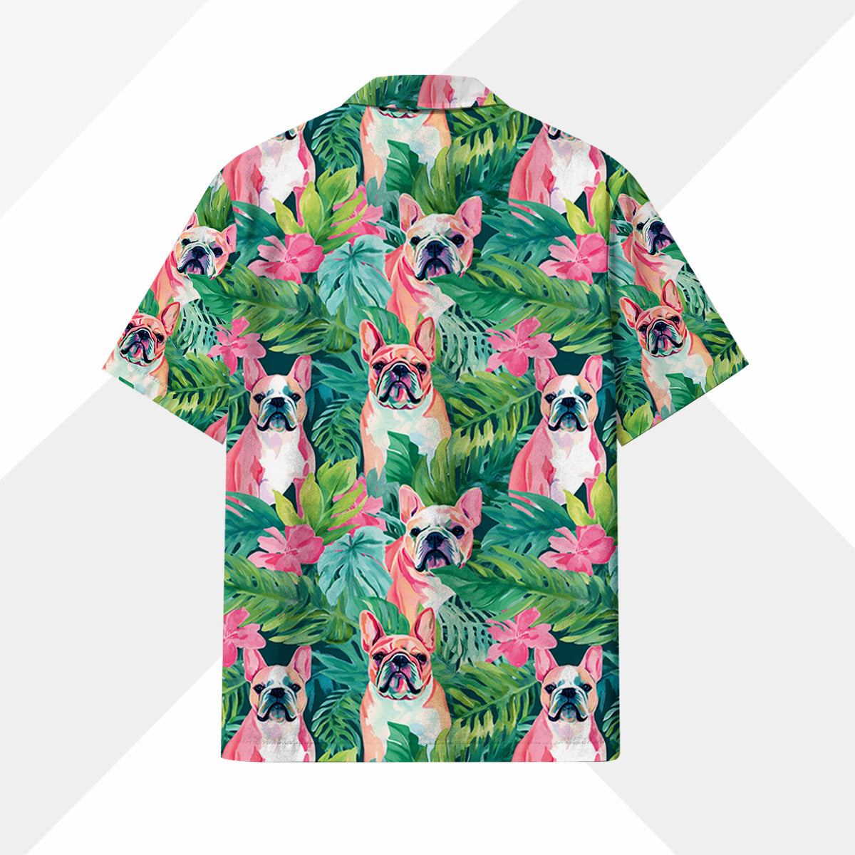 Bulldog Dog Hawaiihemd - Lustiges Tropen Blumen Kurzarm Strandhemd für Herren Damen – Bild 4