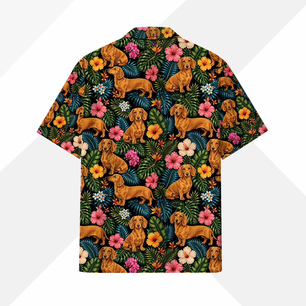 Dackel Dog Hawaiihemd - Lustiges Tropen Blumen Kurzarm Strandhemd für Herren Damen – Bild 4